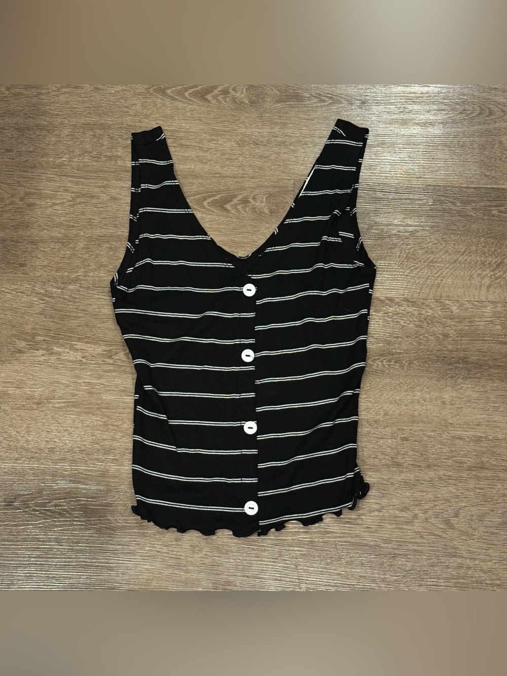 Caution To The Wind Black and White Striped Button-Front Tank